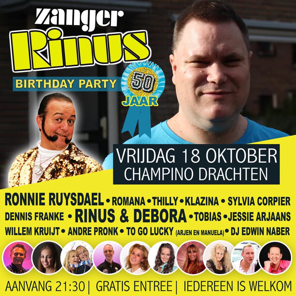 Zanger Rinus Birthday party