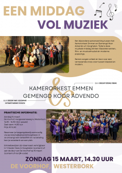 Concert Kamerorkest Emmen en gemengd koor Advendo: een middag vol muziek!