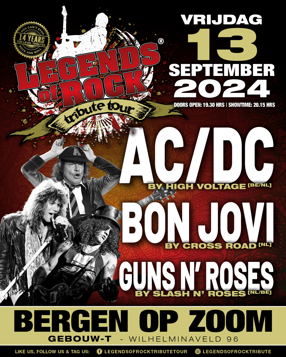 LEGENDS of ROCK Tribute Tour op vrijdag 13 september 2024 in Gebouw-T in Bergen op Zoom